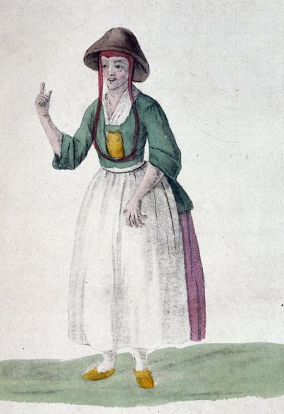 Quaker kvinna - teckning, deb. 1800-talet av Unknown artist