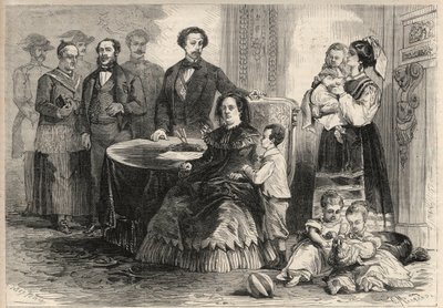Drottning Isabella II av Spanien (Isabella av Bourbon) (1830-1904) och Francois av Assisi av Bourbon eller Francois I av Spanien (1822-1902) tog sin tillflykt med sina barn på slottet Pau i Frankrike efter septemberrevolutionen (Gloriosa) . Bland deras bar av Unknown artist
