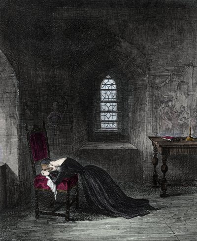 Drottning Jeanne Gray är fånge i Tower of London. Lady Jane Gray (1537-1554), brorsdotter till kung Henry VIII, var drottning av England i 9 dagar. Hennes kusin Mary (Mary Tudor) som gör anspråk på tronen kommer att få henne fängslad och avrättad för högfö av Unknown artist