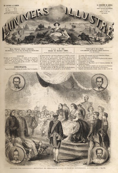 Mottagande av siamesiska ambassadörer av kejsar Napoleon III och kejsarinnan Eugenie vid slottet Fontainebleau, 27 juni 1861 - "Reception des ambassadeurs du Siam par Napoleon III et l