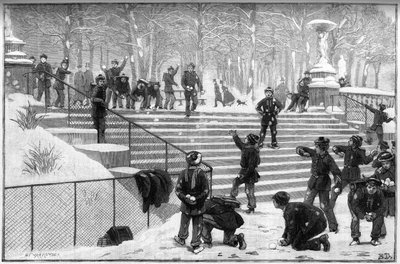 Rekreation av en skolbataljon vid Luxembourgträdgården i Paris 1888. av Unknown artist