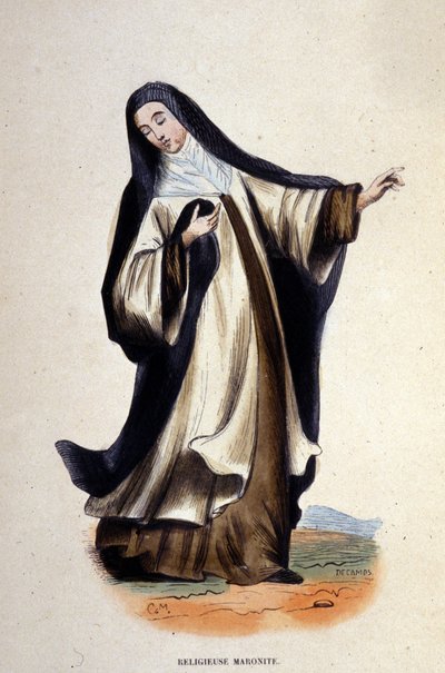 Religiös maronit. Gravyr från ett album på religiösa beställningar, Paris av Unknown artist