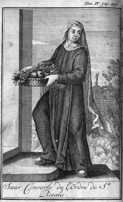 Religiös ordning. Systrar samtalar från Saint Rosalia-orden till Palermo på Sicilien på 1600-talet. I "" Historien om militära order eller riddare, om de säkra och rutinmässiga miliserna av båda könen, som har etablerats fram till nu. Upplagan tagen av Unknown artist