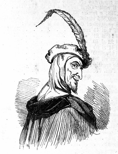 Representation av Mephistopheles (Mephisto), karaktären av legenden om Faust. Gravyr av 1800-talet av Unknown artist