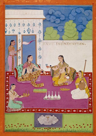 Representation av en hindustans kvinna vid Shah Alams domstol. Sidan hämtad från ett manuskript som beskriver Niccolao Manuccis (1639-1717) resor från 1600-talet. Paris, NL av Unknown artist