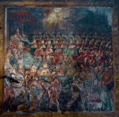 Representation av det första rådet i Nicee, det första ekumeniska rådet, år 325 av Unknown artist