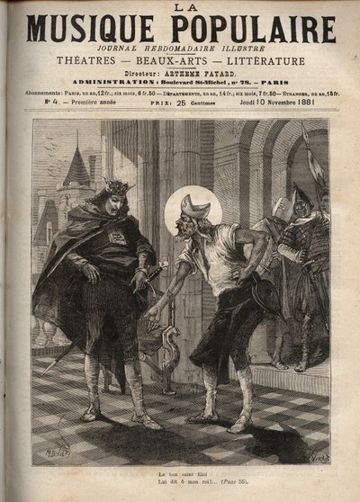 Representation av den franska populära sången "" King Dagobert"" som representerar kung Dagobert I (cirka 600-639) och Saint Eloi de Noyon (ca 588-660): "The Good Saint Eloi av Unknown artist
