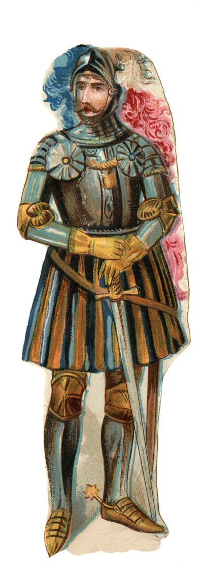 Representation av riddaren Pierre Terrail, Lord of Bayard (1476-1524) Kromolitografi, sent 1800-tal. av Unknown artist