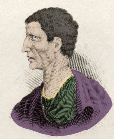 Representation av den romerske politikern Lucius Cornelius Sulla (ordförande eller ordförande) (138-68 f.Kr.). Gravyr av 1800-talet. av Unknown artist
