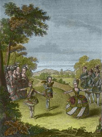 Representation av baletten "Kärlekens triumf" av Christoph Willibald Gluck på Schonbrunn i Wien 1865 (gravyr) av Unknown Artist