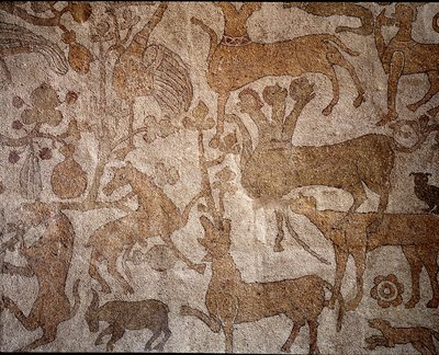 Representation av den imaginära indiska faunan som symboliserar Alexander den stores bedrifter (356-323 f.Kr.), kung av makedonska under erövringen av Indien Pavement of Pantaleone (eller Pantaleon) av Unknown artist