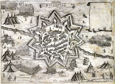 Representation av belägringen av Nicosia på ön Cypern 1191 under det 3:e korståget av Richard Lion Heart. 1500-talet. av Unknown artist