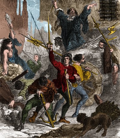 Revolt des Maillotins mot skatt: folklig uppgång som inträffade under kung Karl VI av Valois regering 1382. av Unknown artist