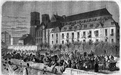 Revolutionen 1830: Plundring av Archeveche i Paris den 15 februari av Unknown artist