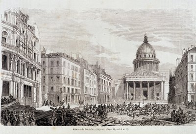 Revolutionen 1848: Pantheonangrepp den 24 juni 1848 - i "" Samtida populärhistoria"" av Unknown artist