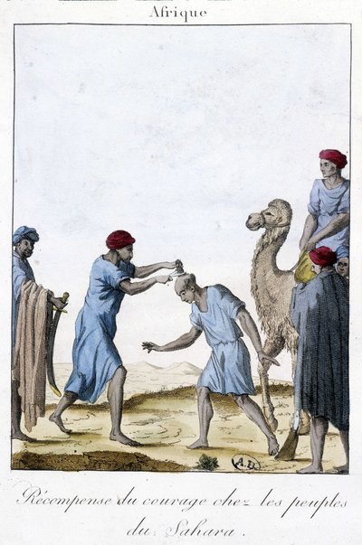 Belöning för mod bland folken i Sahara - Gravyr av Unknown artist