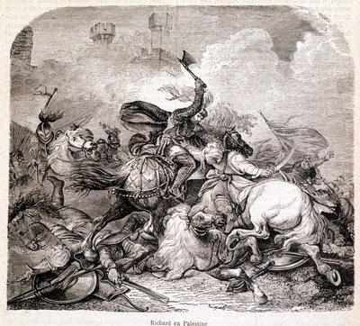 Richard i Palestina. Illustration i "" History of Popes, Kings, Queens, Emperors, through the Centuries"" av Maurice Lachatre 1857 av Unknown artist