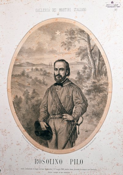 Risorgimento: "" Porträtt av den italienske patrioten Rosolino Pilo (1820-1860) "" av Unknown artist
