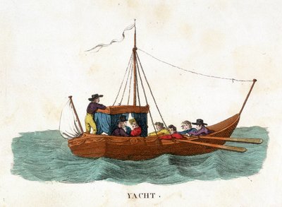 Romantisk promenad av ett par ombord på en yacht. av Unknown artist