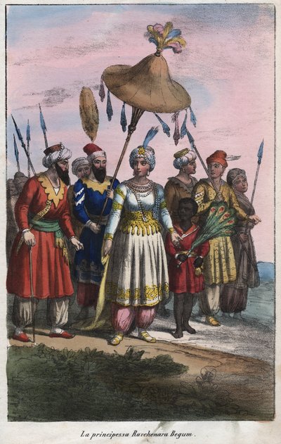 Roshanara Begum 1617-1671 (Roshan Ara Begum) - kejserlig prinsessa av Mughalriket - gravyr från "" Seder och seder för alla folk i universum. Det är historien om regeringen, om lagarna, om milisen, om religionen för alla nationer från de flesta kungar av Unknown artist
