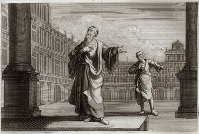 Royaumont Bibeln, Nya testamentet: Liknelse om fariséen och publikanen, som gick för att be i templet. Illustration från 1811. av Unknown artist