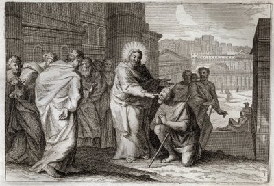 Royaumont Bibeln, Nya testamentet: De blinda gör det. Jesus Kristus krigar mirakulöst de blinda. Illustration från 1811. av Unknown artist