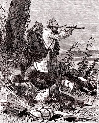 Gummiingenjörer som utforskar gummifält i Guyana av Unknown artist