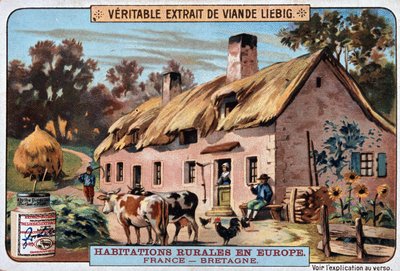 Lantligt boende i Bretagne - chromo. Liebig, v. 1895 av Unknown artist