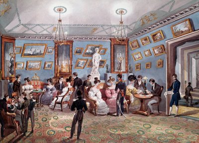 Ryska samhället: en social mässa i Sankt Petersburg. Litografi omkring 1830. Sankt Petersburg, Eremitagebiblioteket av Unknown artist
