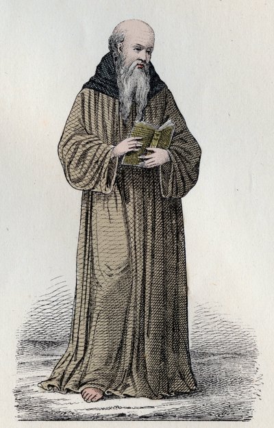 SAINT BONAVENTURE (1221-1274) Italiensk franciskansk kardinal, teolog och filosof - Porträtt av Saint Bonaventure (Giovanni da Fidanza eller Bonaventura de Bagnorea, cirka 1220-1274), teolog, kyrkans läkare (serafisk doktor). Gravyr av 19 av Unknown artist