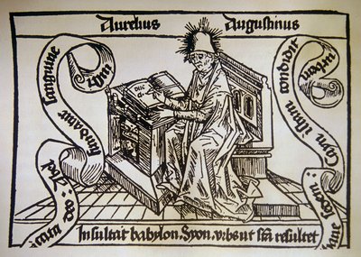 Saint Augustine, från "De civitate dei" (Guds citat) av Saint Augustine av Hippo (354-430) av Unknown artist