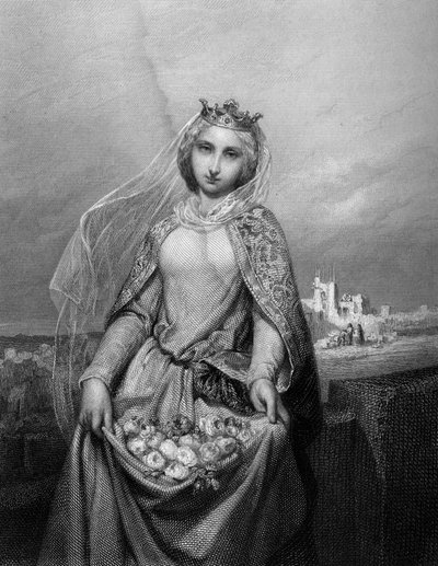 Saint Elizabeth av Ungern. (1207 till 1231). i ””De heliga kvinnorna””.1852 av Unknown artist