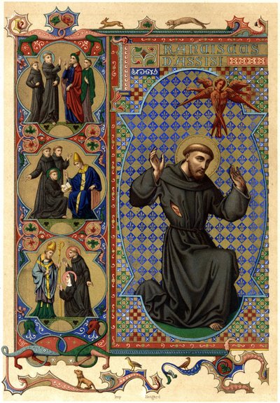 Sankt Franciskus av Assisi med stigma. tidigt 1900-tal (chromo) av Unknown Artist