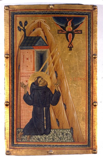 Saint Francis med stigma. Målning på trä från 1200-talet. Florens. Uffizimuseet. av Unknown artist