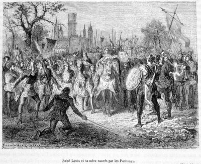 Saint Louis och hans mor räddade av parisare - i "Histoire de France populaire"" av H. Martin av Unknown artist