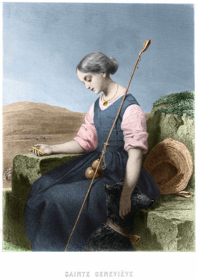 Saint Genevieve, skyddshelgon för Paris. av Unknown artist