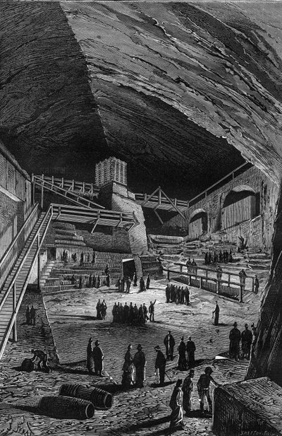Saltgruvor i Wieliczka, Polen. Gravyr i "Natur" av Unknown artist
