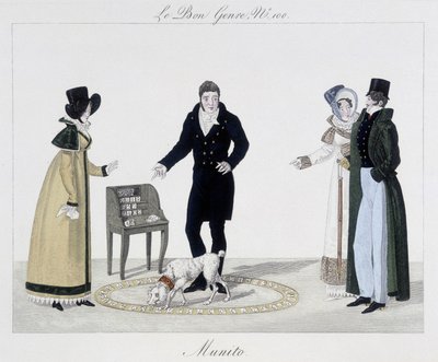 Saltimbanque: Munito, forskarhund - i "" Den goda genren", deb. 1800-talet av Unknown artist