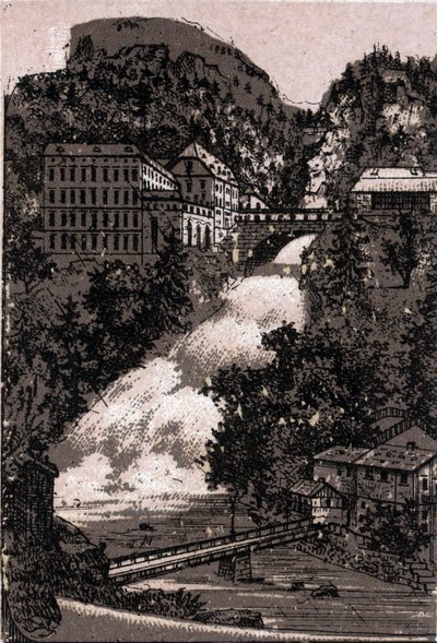 Salzkammergut, Österrike: utsikt över Gasteindalen. i "" Världen illustrerar 168 vyer"" Odaterat (slutet av 1800-talet) av Unknown artist