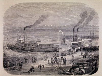 San Francisco Docks and Paddle Wheeled Boats (Kalifornien) - i "Tour du Monde" av Unknown artist