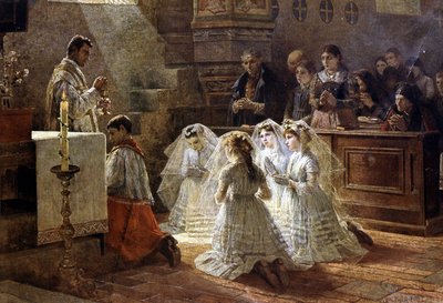 Scen för nattvard på 1800-talet av Unknown artist