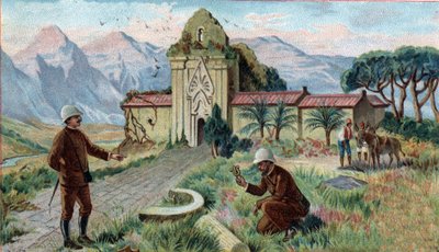 Scenes of Missing Kingdoms: Tempel i bergen i Qui-Nhon-provinsen i Kambodja. Kromolitografi av 1800-talet. av Unknown artist