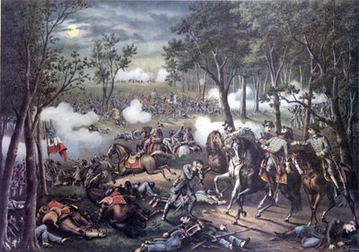Secession War (eller amerikanska inbördeskriget) (1861 - 1865): Chancellorsville-kampanj: Slaget vid Chancellorsville (Virginia) 30 april - 6 maj av Unknown artist