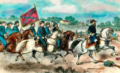 Secessionskrig: "" General Stuart med konfedererade kavalleri 1862"" Gravyr av 1800-talets privata samling av Unknown artist