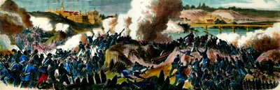 Secessionskrig: Yankees erövrade Richmond (Virginia), huvudstad i Southern Confederation 1865. Gravyr av 1800-talets privata samling av Unknown artist