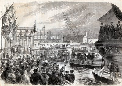 Andra italienska självständighetskriget, italienska kampanjen 1859: Napoleon III (1808-1873) i hamnen i Genes 12/05/1859 - Fransmännens ankomst till Genua, 12 maj av Unknown artist