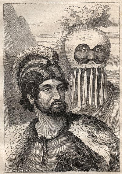 Andra resan (1772-1775) av kapten James Cook (1728-1779): typer av Sandwichöarna (Cook Island, South Sandwich Islands) - illustration hämtad från "The Great Mariners of the 18th century"" av Unknown artist