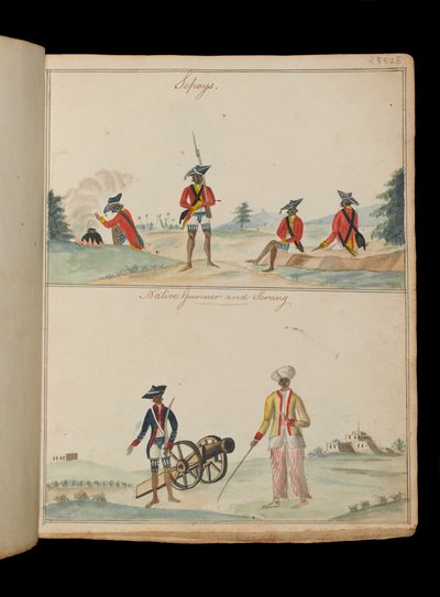Sepoys, en infödd skytt och en serang (båtsman) av Unknown artist