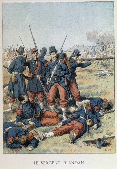Sergeant Blandan dog under erövringen av Algeriet 1842 - i "" Histoire de France"" av Unknown artist