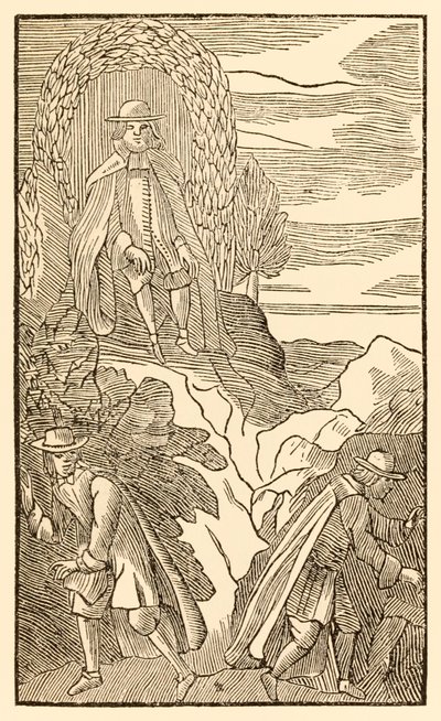 Skall de som har fel börja men rätt sluta? från The Pilgrims Progress From This World, To That What Is To Come av John Bunyan (1628-1688) Christian klättrar upp på kullen med svårigheter att känna rätt pa av Unknown